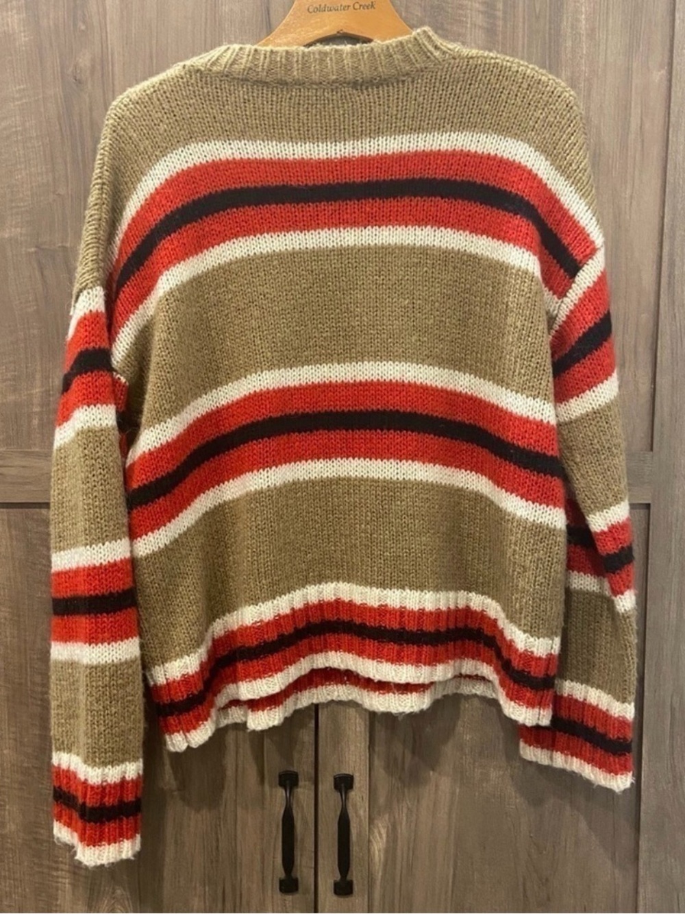 Striped Wool Knit Sweater in Brown and Red - Picture 9 of 12